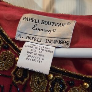 Papell Boutique Evening Gown with Red and Gold Accents